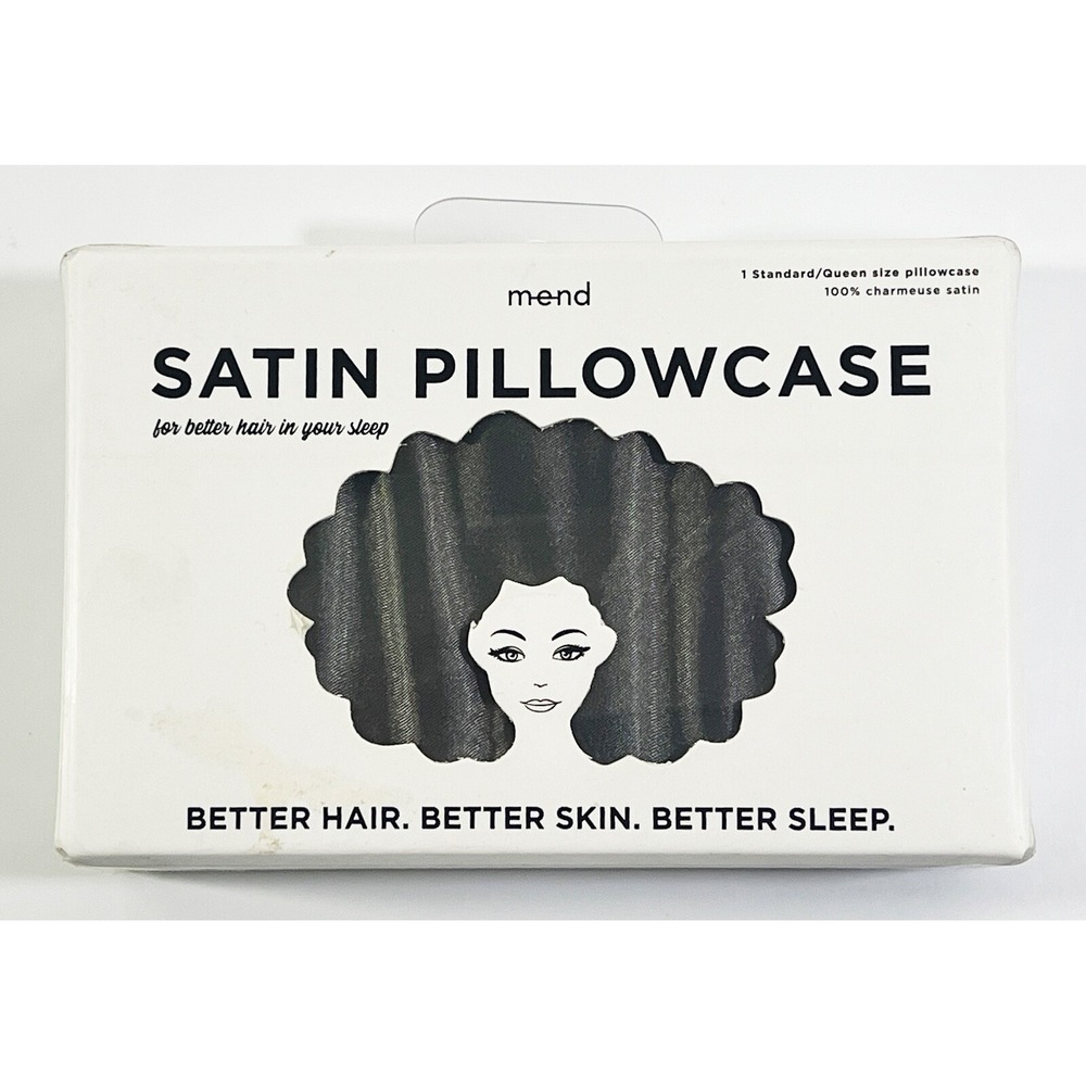 Mend‎ Satin Pillowcase 1 Standard/Queen Size Gray NEW